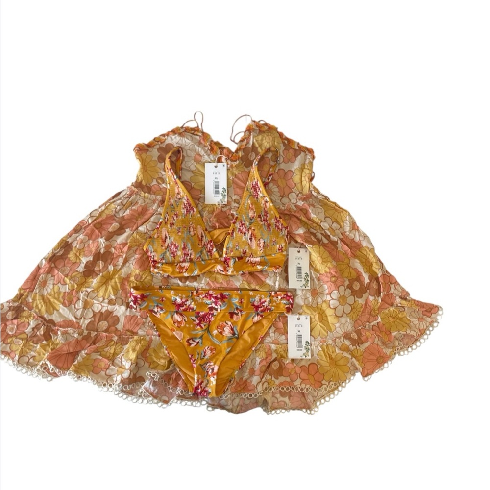 Chelsea & Violet Floral Bikini Set - Yellow and Pink